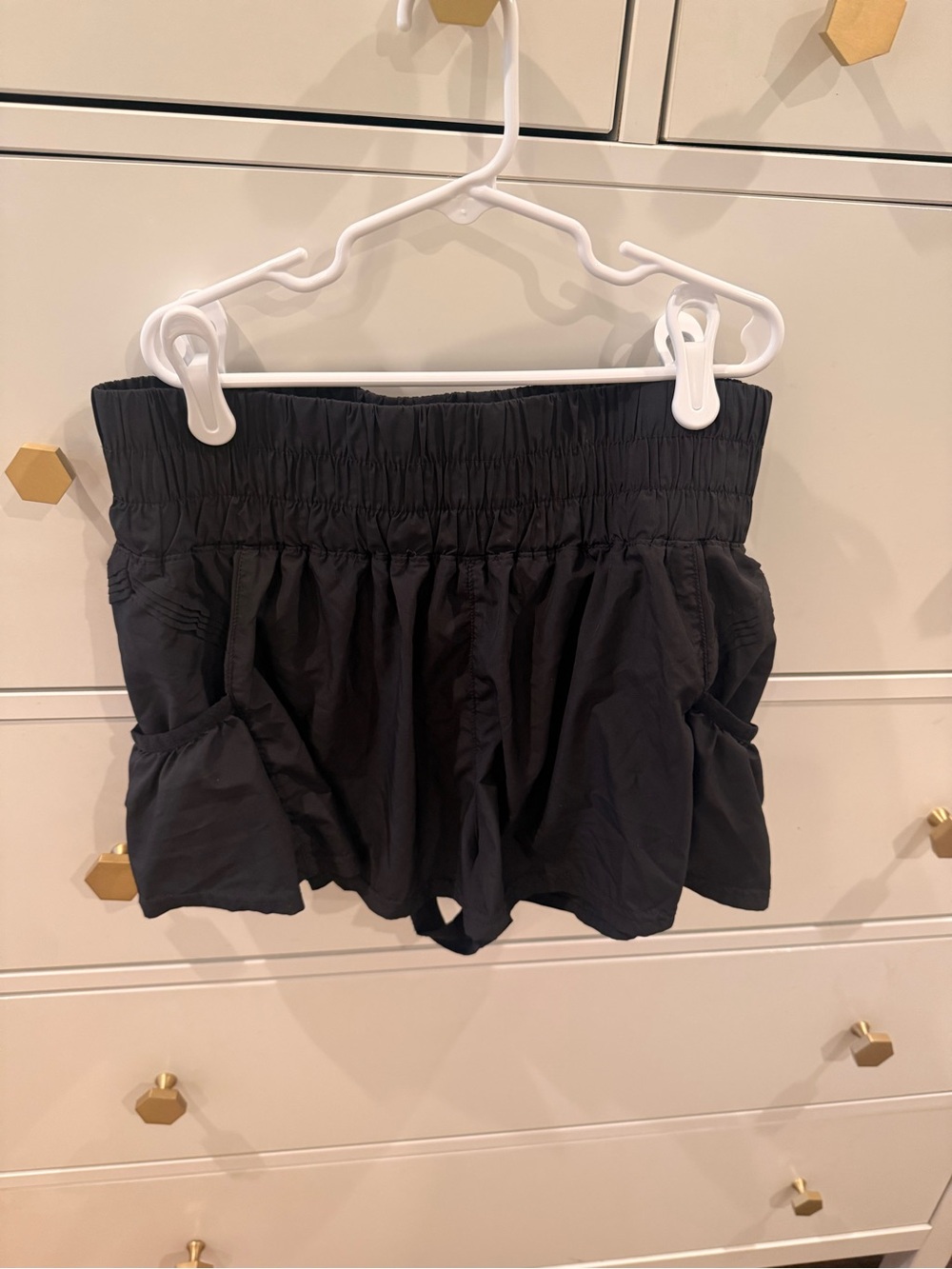 Free People Black Elastic-Waist Athletic Shorts